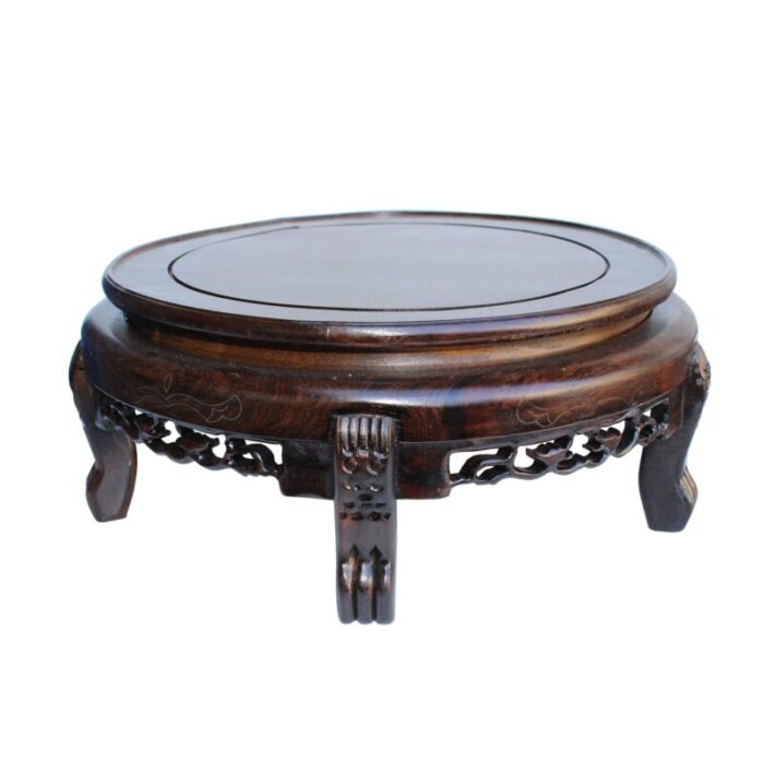 675 chinese brown wood round table top stand display easel 0928