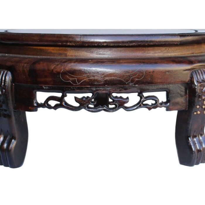 675 chinese brown wood round table top stand display easel 4605