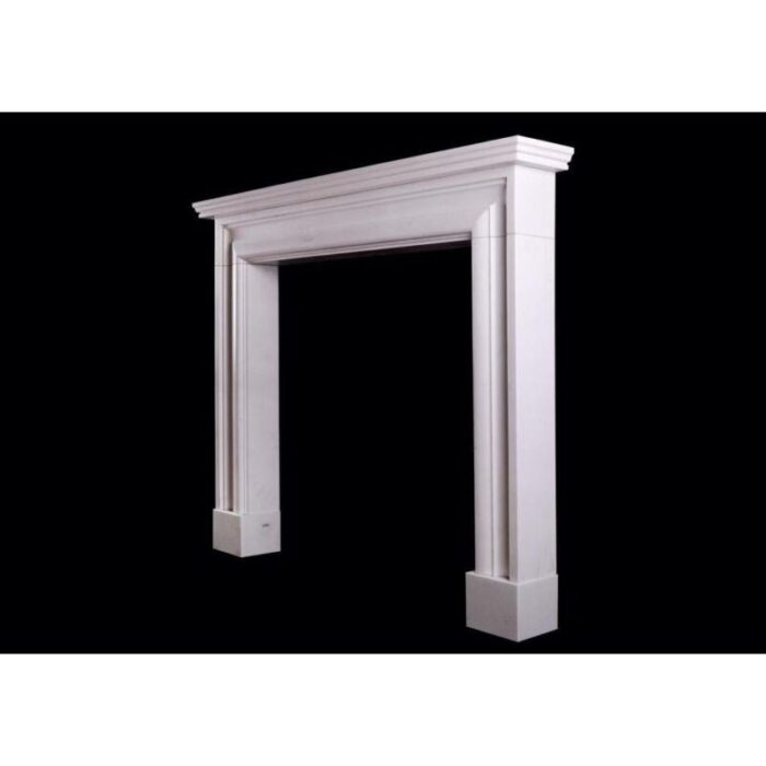 An English Moulded Bolection Fireplace in White Marble 3 master