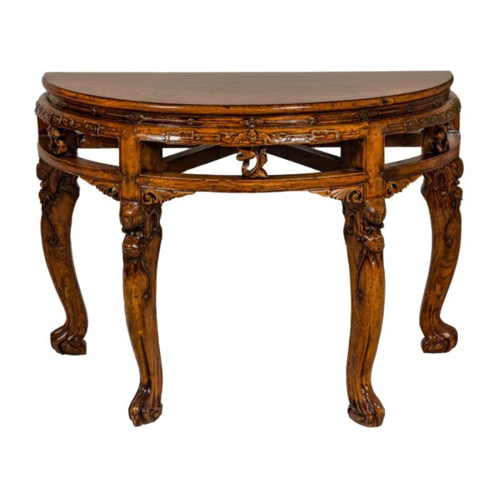 Carved Wooden Demilune Table YN7982 master