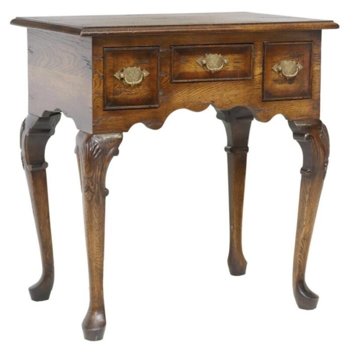 ENGLISH QUEEN ANNE STYLE OAK LOWBOY HALL TABLE 1 master