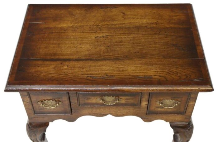 ENGLISH QUEEN ANNE STYLE OAK LOWBOY HALL TABLE 3 master