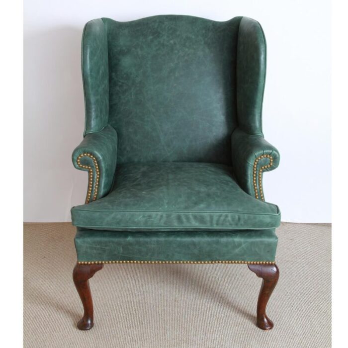 Queen Anne Leather Upholstered Wingchair 3 master