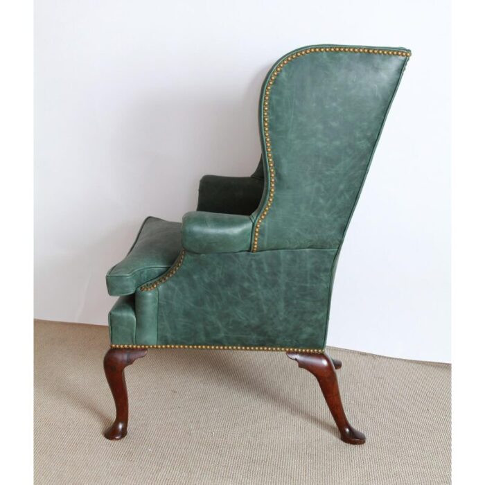 Queen Anne Leather Upholstered Wingchair 5 master