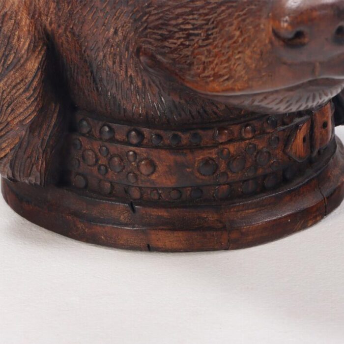 a whimsical antique black forest hand carved wood figural tobacco humidor box 4950