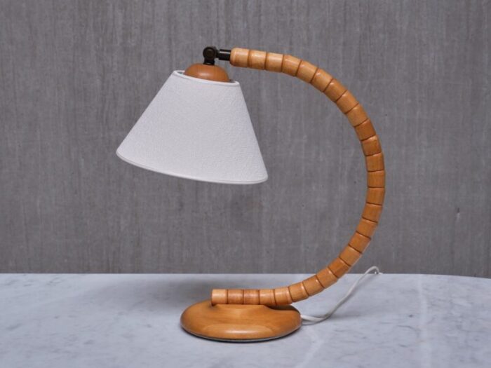 adjustable sculptural sculptural marksloejd table lamps in beech sweden 1960s set of 2 13