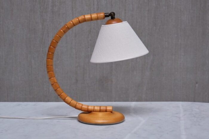 adjustable sculptural sculptural marksloejd table lamps in beech sweden 1960s set of 2 15