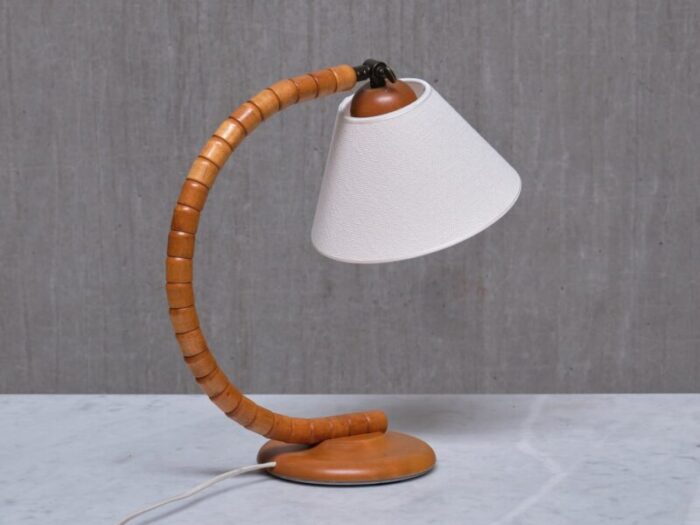 adjustable sculptural sculptural marksloejd table lamps in beech sweden 1960s set of 2 16