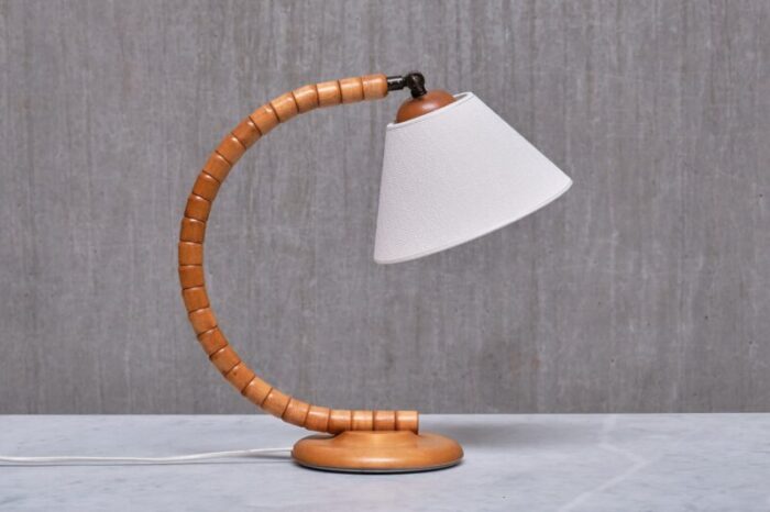 adjustable sculptural sculptural marksloejd table lamps in beech sweden 1960s set of 2 6