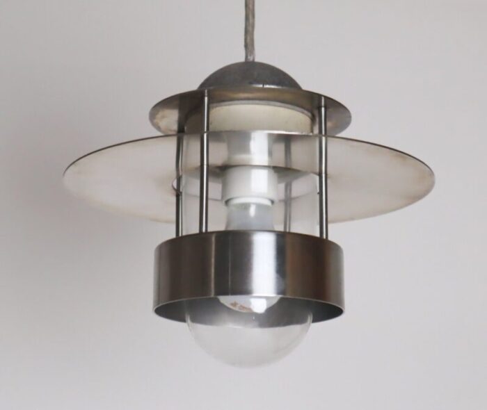 alberslund stainless steel pendant lamp by jens moller jensen for louis poulsen 1970s 1