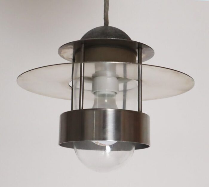 alberslund stainless steel pendant lamp by jens moller jensen for louis poulsen 1970s 13