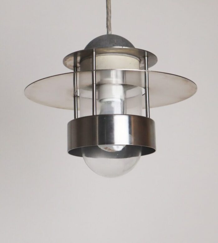 alberslund stainless steel pendant lamp by jens moller jensen for louis poulsen 1970s 14