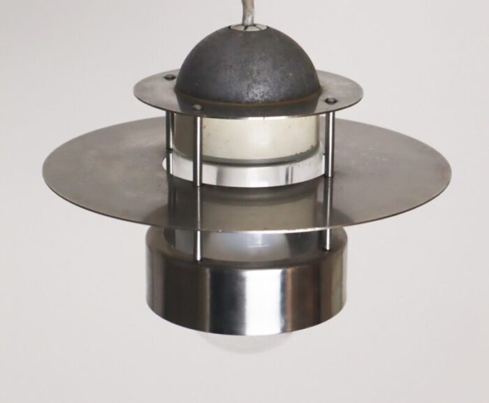 alberslund stainless steel pendant lamp by jens moller jensen for louis poulsen 1970s 2