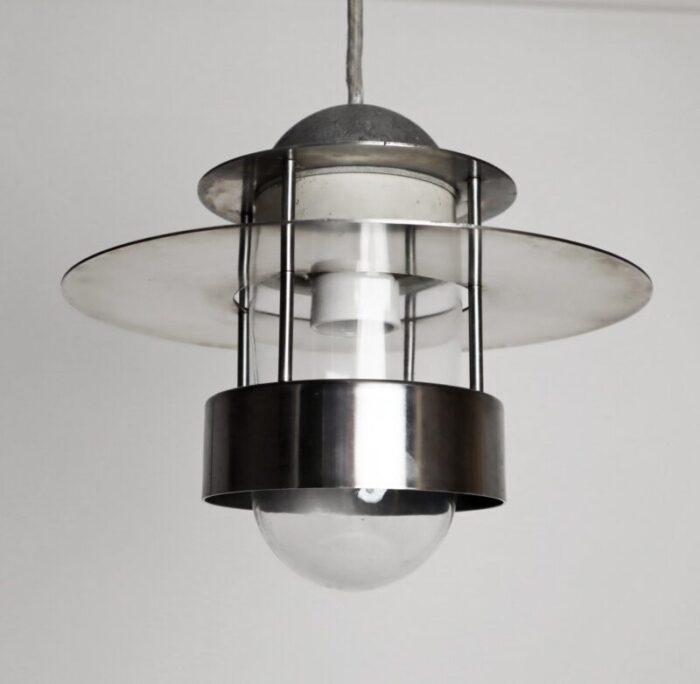 alberslund stainless steel pendant lamp by jens moller jensen for louis poulsen 1970s 8