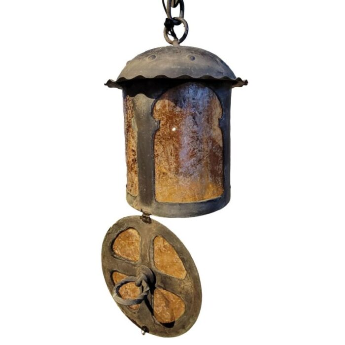 american lafayette hughes mansion wrought iron and mica one light pendant lantern 7423