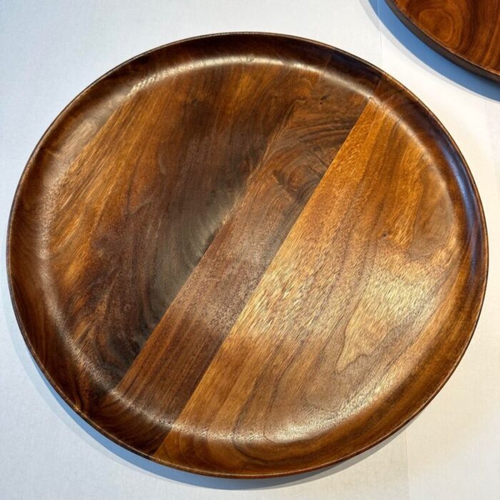 andrew pearce walnut wood round trays set of 2 2428