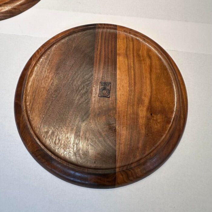 andrew pearce walnut wood round trays set of 2 4777