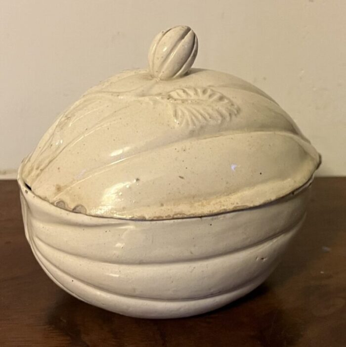 antique 18th century english creamware melon form tureen or box 3693