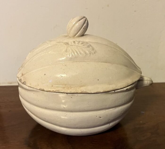 antique 18th century english creamware melon form tureen or box 5485