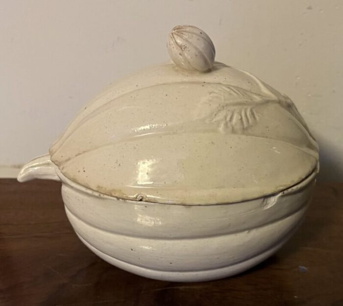 antique 18th century english creamware melon form tureen or box 8121