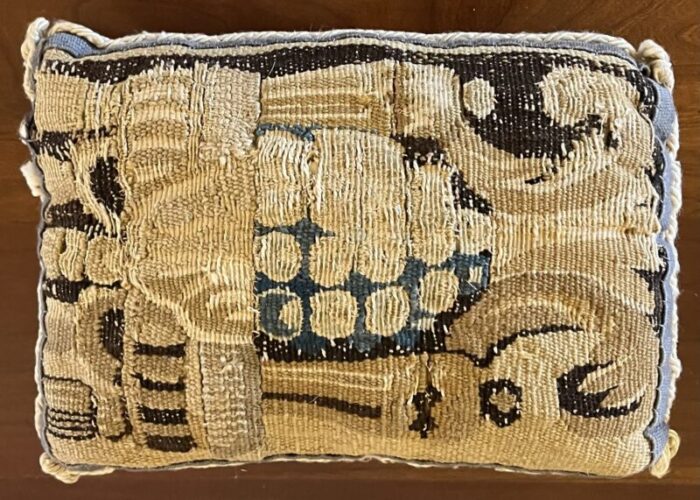 antique 18th century french verdure wool tapestry pillow lefortier saint honore paris 1628