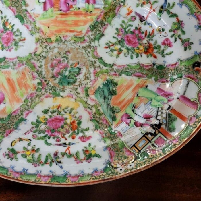 antique 19th c chinese export rose medallion oval platter 0875