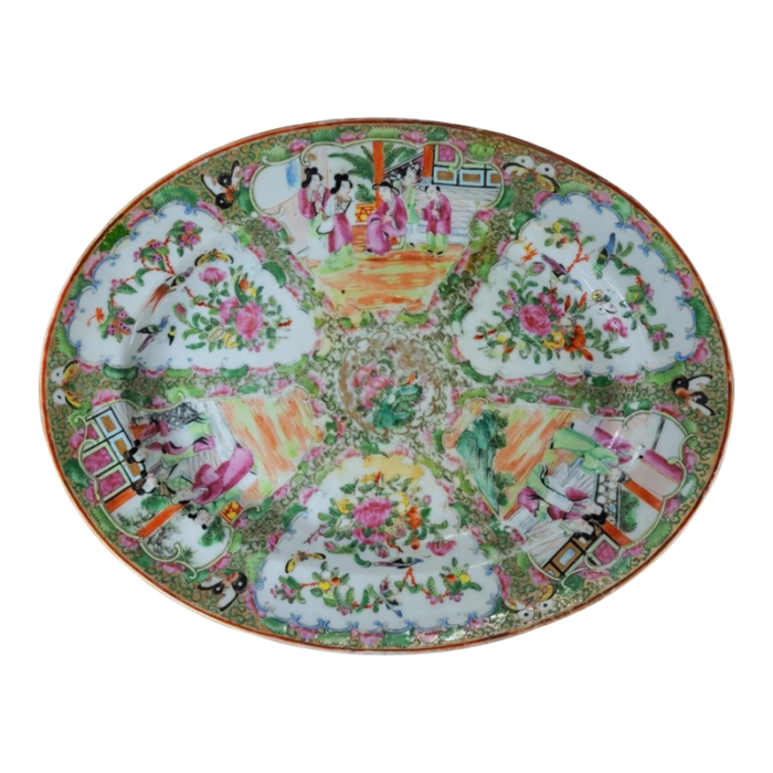 antique 19th c chinese export rose medallion oval platter 2104