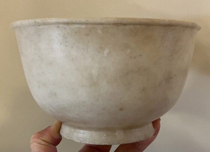 antique 19th century grand tour white marble covered bowl or box 4730