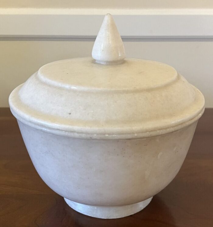 antique 19th century grand tour white marble covered bowl or box 5728