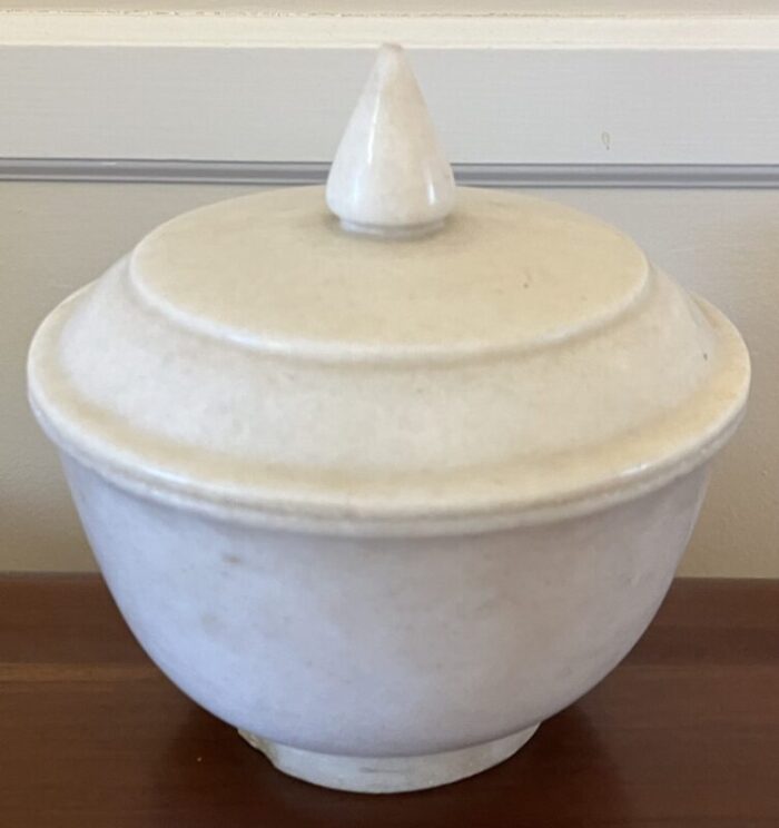 antique 19th century grand tour white marble covered bowl or box 9430