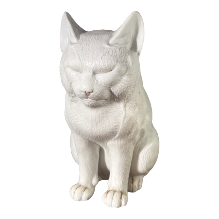 antique 19th century japanese meiji okimono blanc de chine porcelain figure of a cat 3633