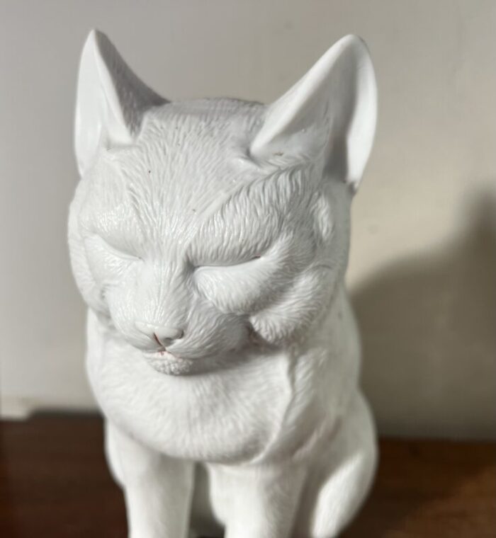 antique 19th century japanese meiji okimono blanc de chine porcelain figure of a cat 6692