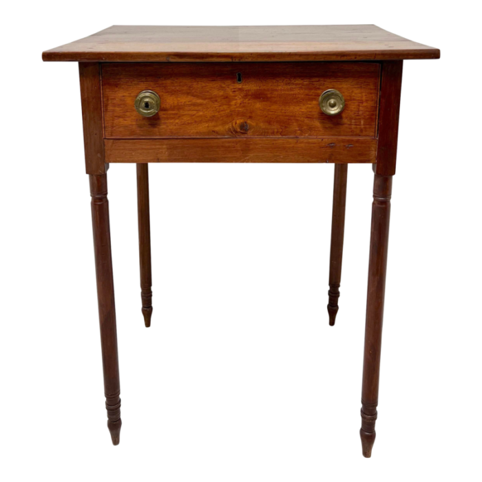 antique 19th century walnut single drawer accent table on turned legs 1942