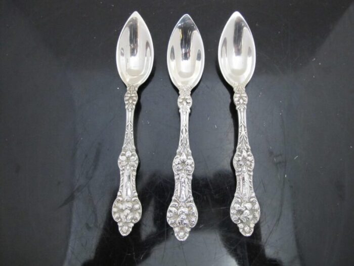 antique alvin sterling silver old orange blossom 5 78 citrus spoon set of 3 2952