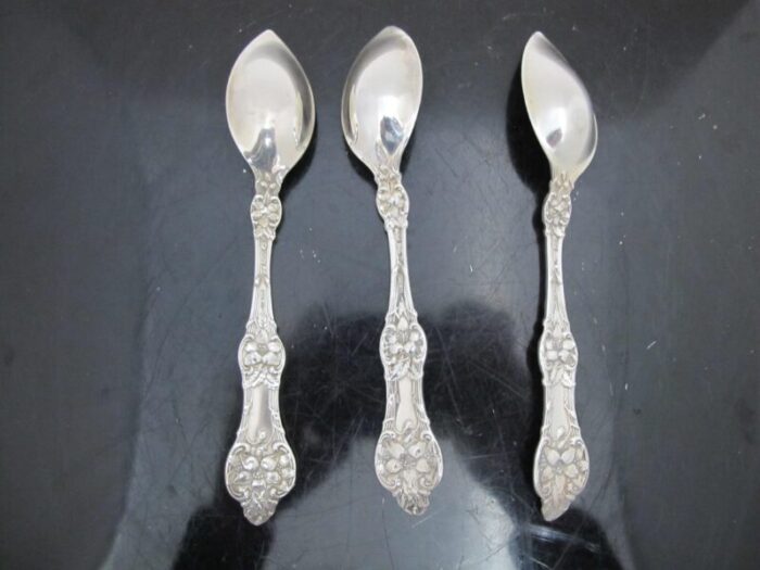 antique alvin sterling silver old orange blossom 5 78 citrus spoon set of 3 3531