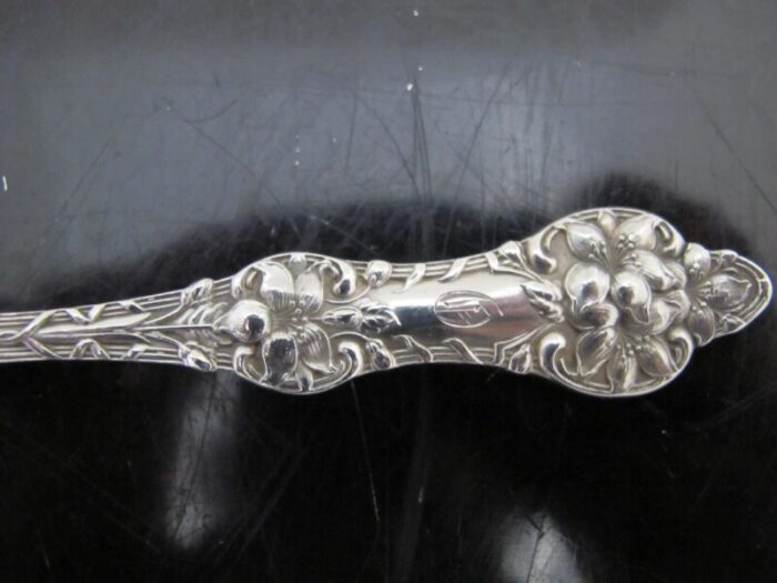 antique alvin sterling silver old orange blossom 5 78 citrus spoon set of 3 5294