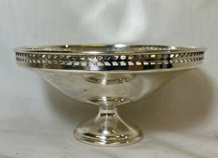 antique art deco walker and hall silver plate pedestal comport 212866 made in england circa 1919 0310