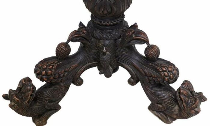 antique burmese anglo indian finely carved pedestal table 6664