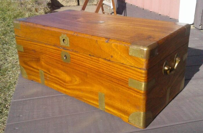 antique camphor campaign trunk england 1850s 1326