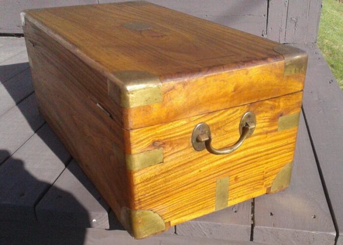 antique camphor campaign trunk england 1850s 7827