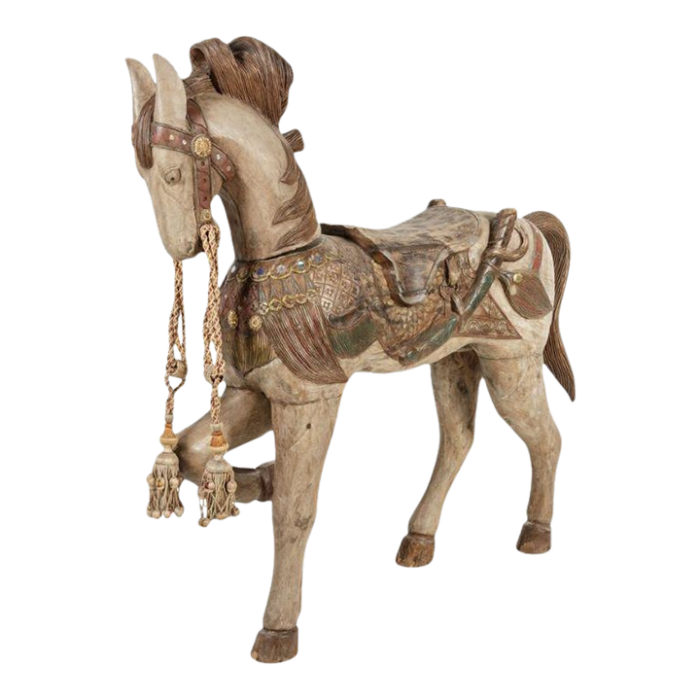 antique carved italian wooden horse 6227