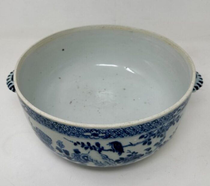 antique chinese export porcelain blue white chien lung soup tureen centerpiece 8988