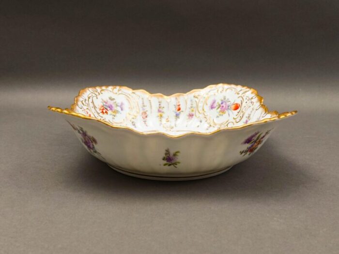 antique dresden germany franziska hirsch scalloped floral porcelain serving bowl 1577