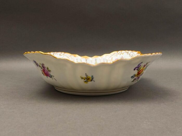 antique dresden germany franziska hirsch scalloped floral porcelain serving bowl 4919