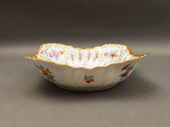 antique dresden germany franziska hirsch scalloped floral porcelain serving bowl 7619