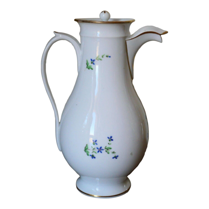 antique early 19th century french empire clignancourt paris porcelain coffee pot in the famed sprig cornflower pattern 1810 4402