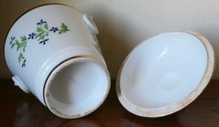 antique early 19th century french empire old paris porcelain urn shaped sucrier sugar bowl in cornflower sprig 4112