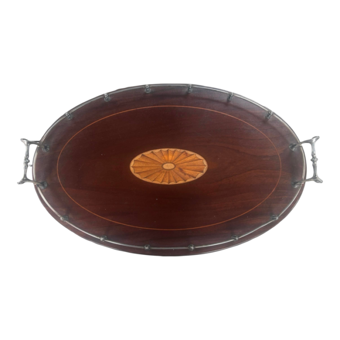 antique edwardian mahogany inlaid gallery tray 2299