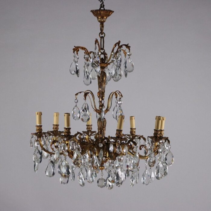 antique eight light chandelier in gilded bronze 1