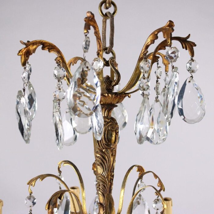 antique eight light chandelier in gilded bronze 4